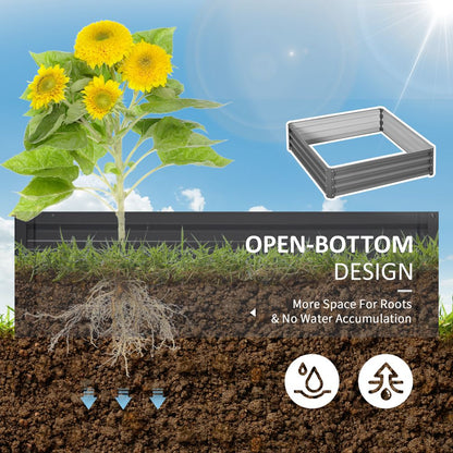 Outsunny Raised Garden Bed Metal Garden Flower Vegetable Planter Light Grey S0671391604