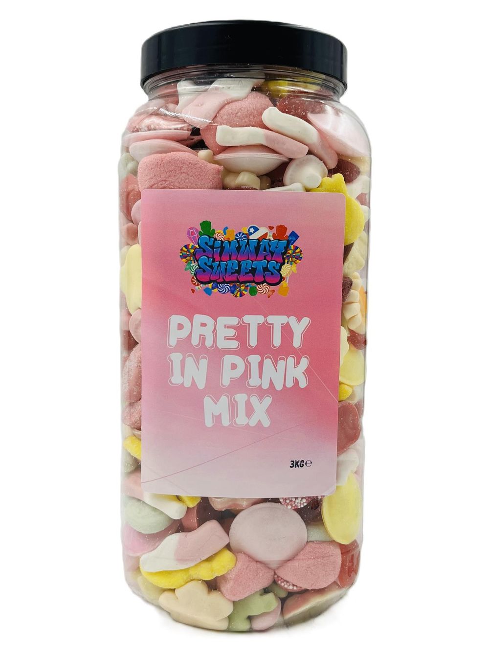 Simway Sweets Pretty In Pink Mix Sweet Gift Huge Mega 3KG Candy Jar