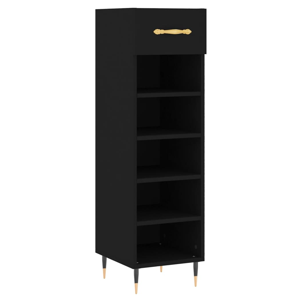 vidaXL Shoe Cabinet Black 30x35x105 cm Engineered Wood S0671357707