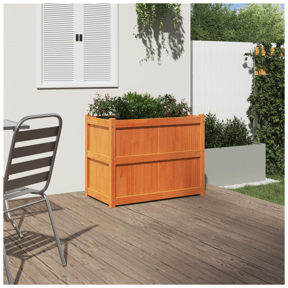 vidaXL Garden Planter Wax Brown 90x50x70 cm Solid Wood Pine S0671394879