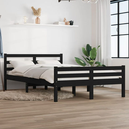 vidaXL Bed Frame Black Solid Wood 75x190 cm Small Single S0671022720