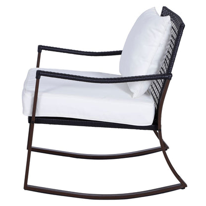 3 PCS Rocking Chair Bistro Set-Brown/Cream White S067941911