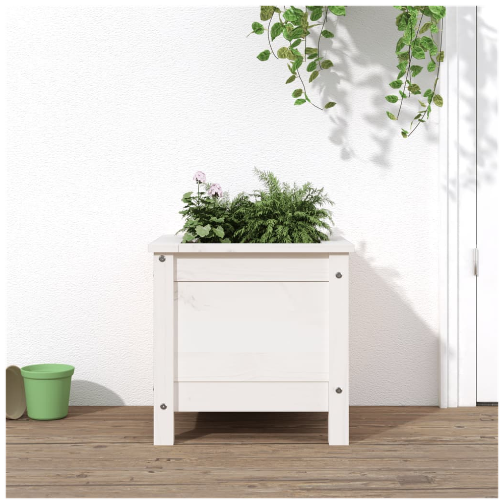 vidaXL Garden Planter White 40x40x39 cm Solid Wood Pine S0671357922