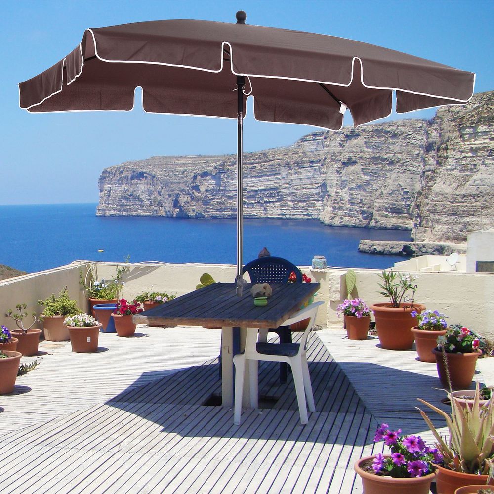 Aluminium Sun Umbrella Parasol Patio Garden Tilt 2M x 1.25M V067942453