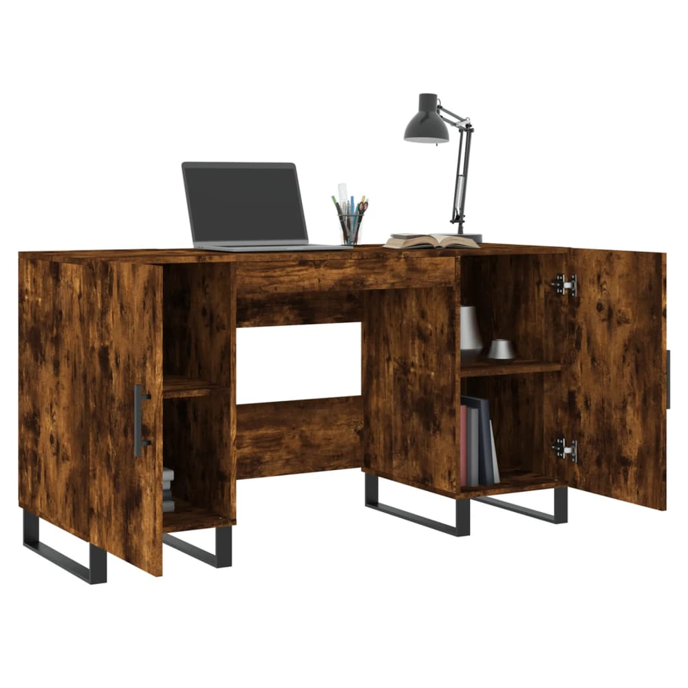 vidaXL Desk Smoked Oak 140x50x75 cm Engineered Wood S0671257309