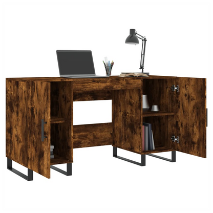 vidaXL Desk Smoked Oak 140x50x75 cm Engineered Wood S0671257309