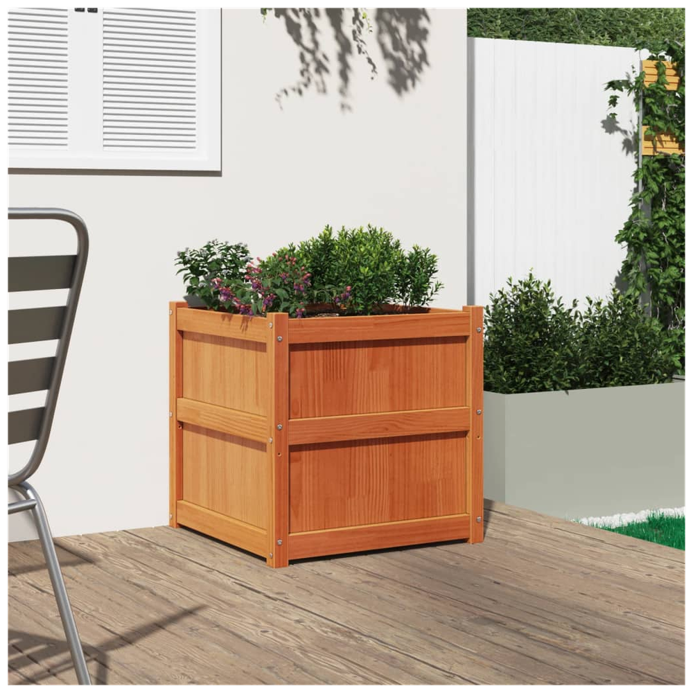 vidaXL Garden Planter Wax Brown 60x60x60 cm Solid Wood Pine S0671394893