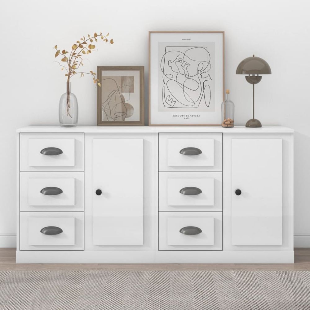 Sideboards 2 pcs White Engineered Wood V0671211969