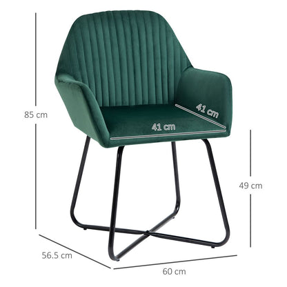 Modern Accent Chair Velvet-Feel Upholstered Lounge Armchair Metal Base Green S0671347044