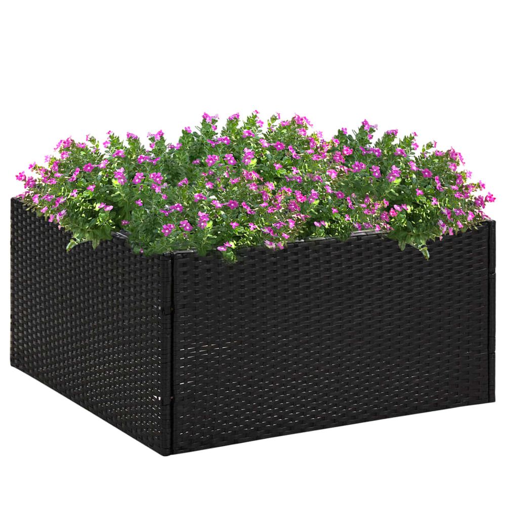 Garden Planter Black 80x80x40 cm Poly Rattan S067940894