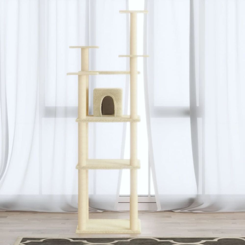 vidaXL Cat Tree with Sisal Scratching Posts Cream 171 cm V067940225