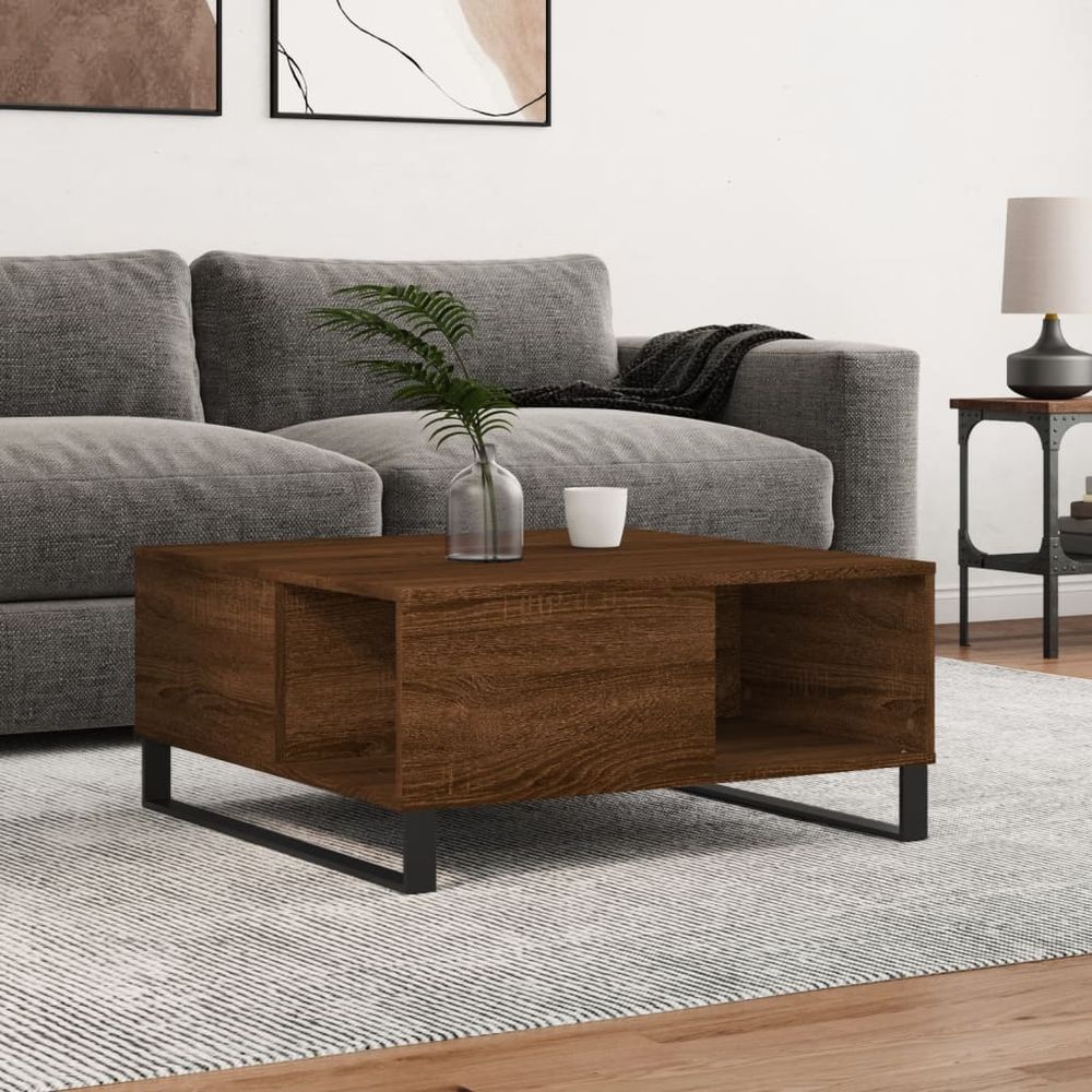 vidaXL Coffee Table Brown Oak 80x80x36.5 cm Engineered Wood S0671256825