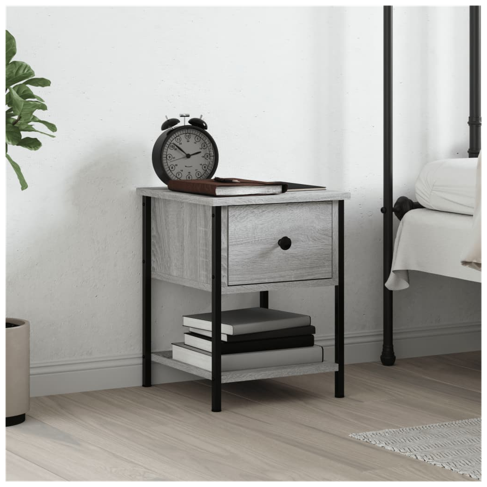 vidaXL Bedside Table Grey Sonoma 34x35.5x45 cm Engineered Wood S0671253918