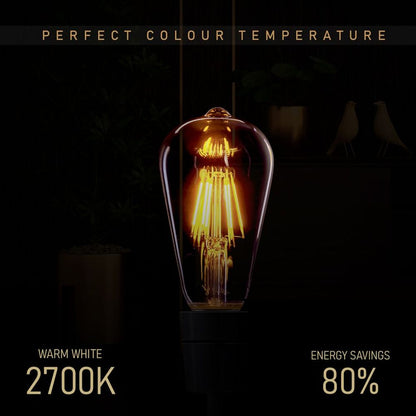 2Pack E27 LED Edison Dimmable Vintage Amber Glass Warm white 2700K Light Bulb S0671114263