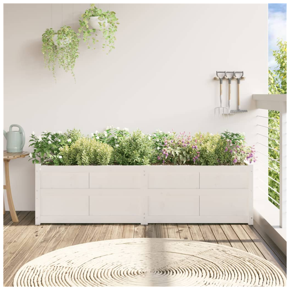 vidaXL Garden Planter White 180x50x50 cm Solid Wood Pine S0671392280