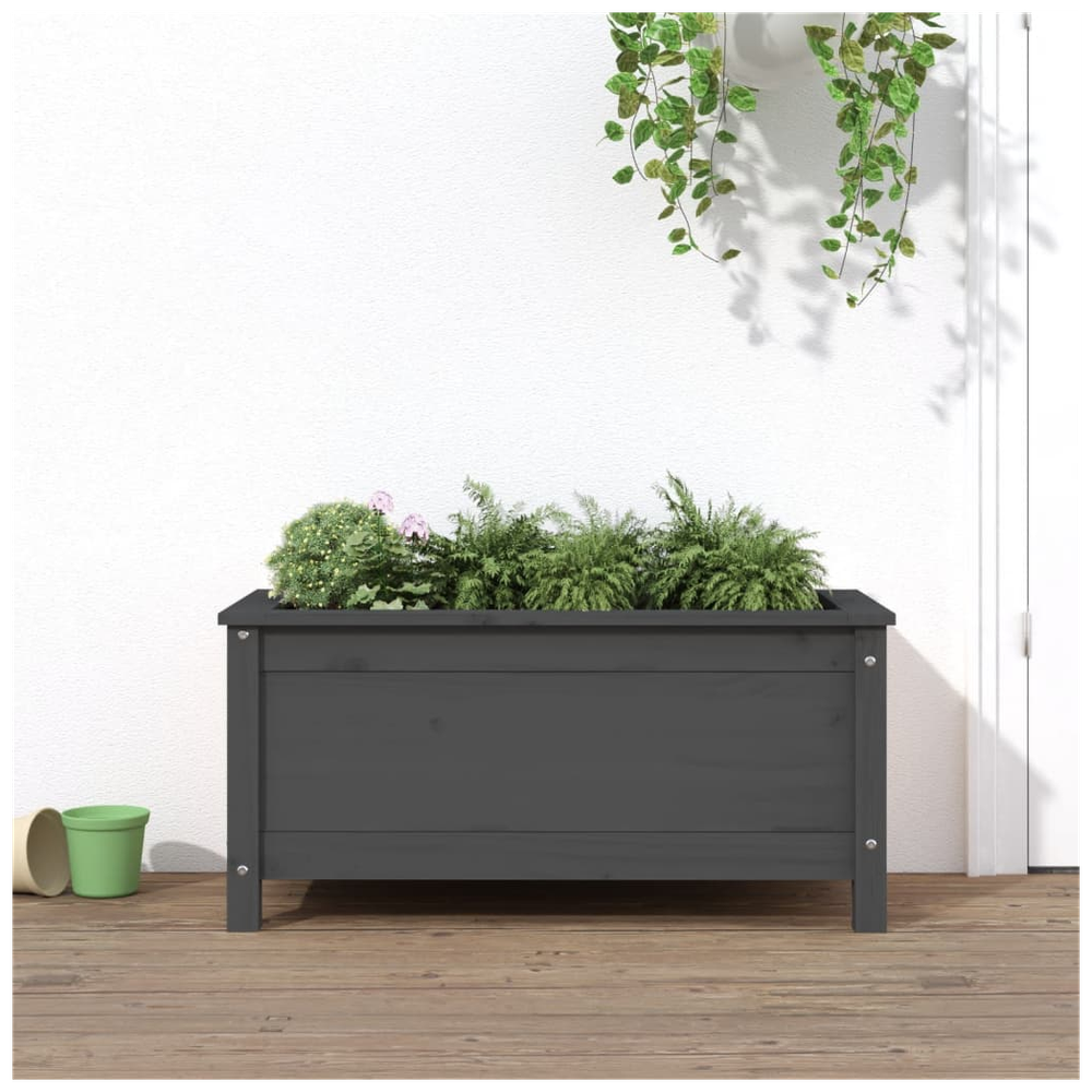 vidaXL Garden Planter Grey 82.5x40x39 cm Solid Wood Pine S0671357765