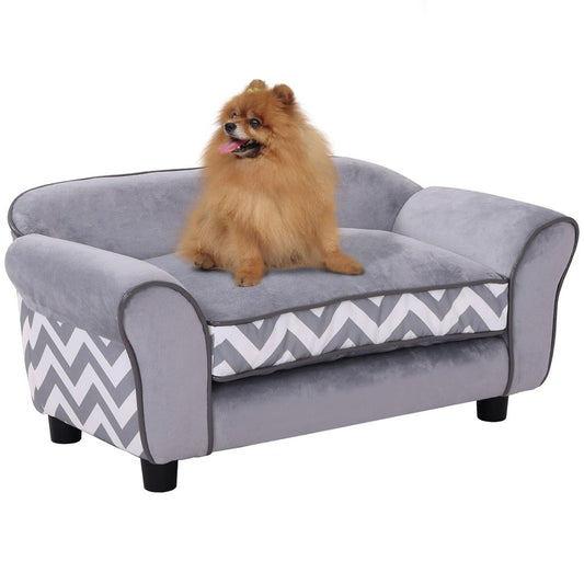 Dog Sofa Cat Couch Bed for XS Dogs w/ Removable Sponge Cushion - Grey S0671217709