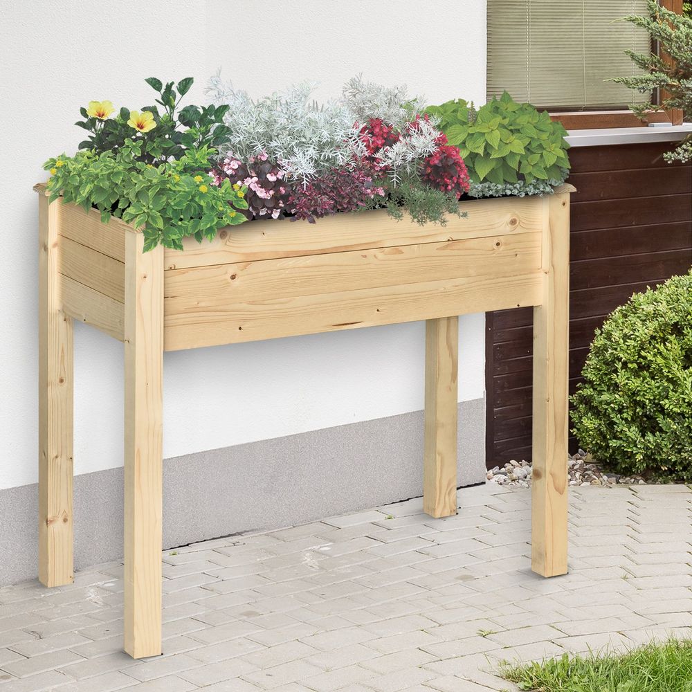 Raised Wood Garden Bed Planter V067942283