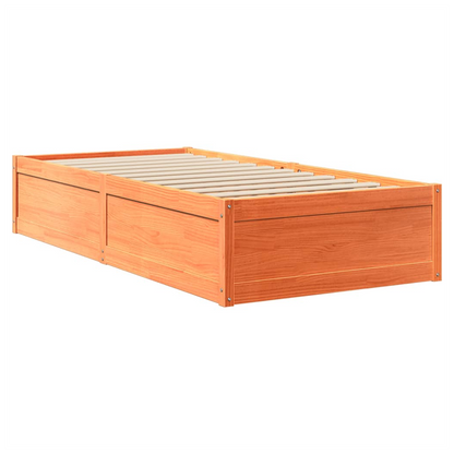 vidaXL Bed with Mattress Wax Brown 90x190 cm Single Solid Wood Pine S0671489367