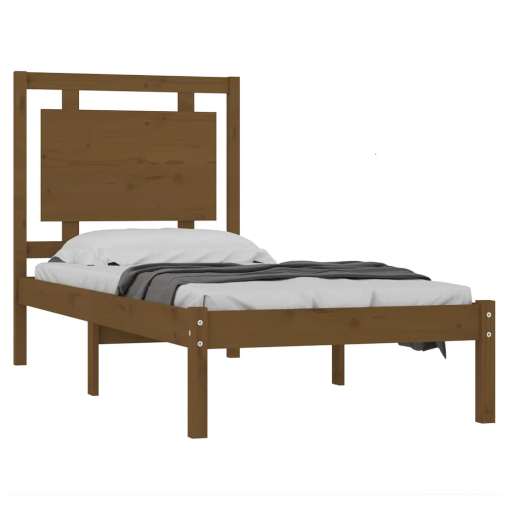 vidaXL Bed Frame Honey Brown Solid Wood 75x190 cm Small Single V0671037933