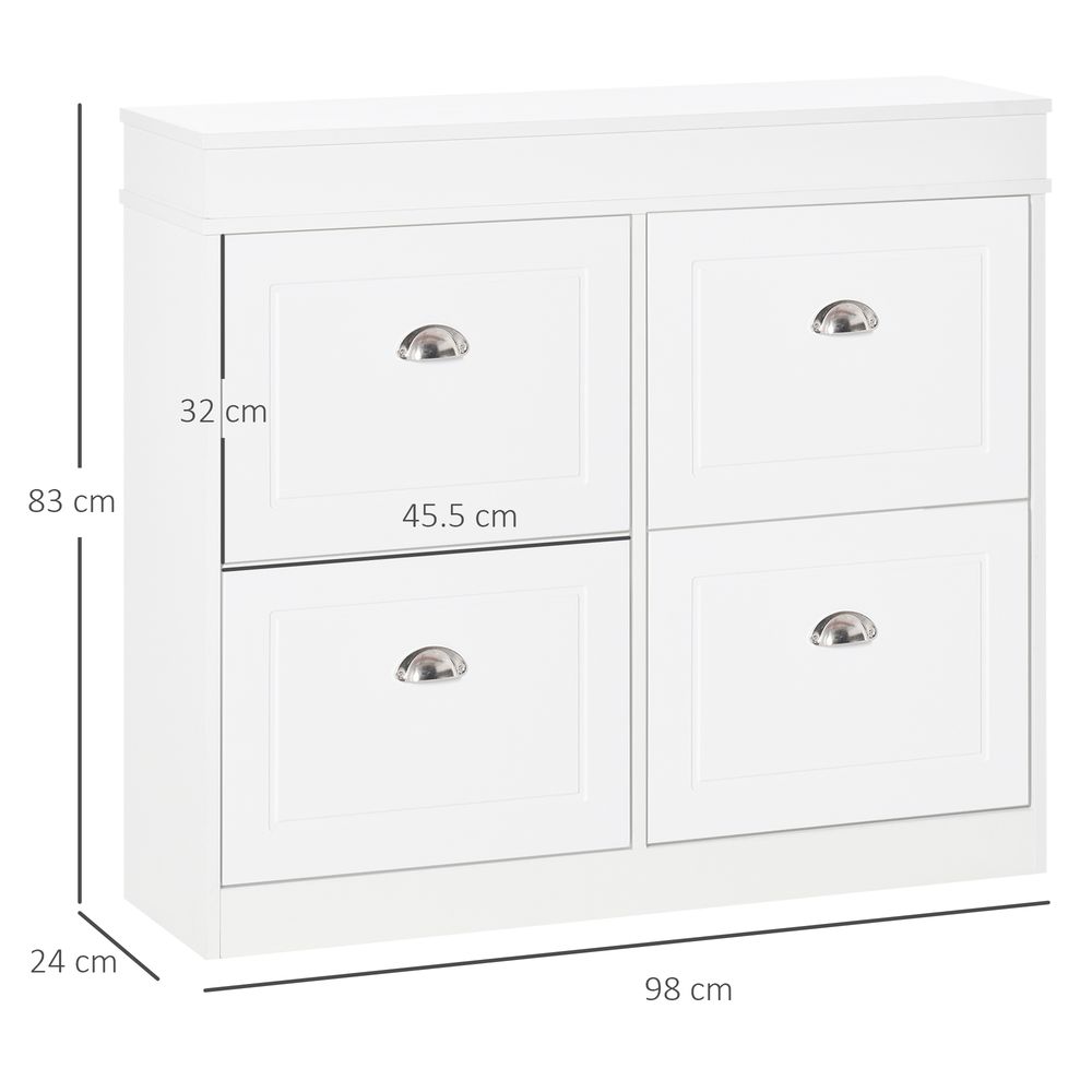 Shoe Cabinet with 4 Flip Drawers Storage Cupboard with Adjustable Shelf HOMCOM S0671079940