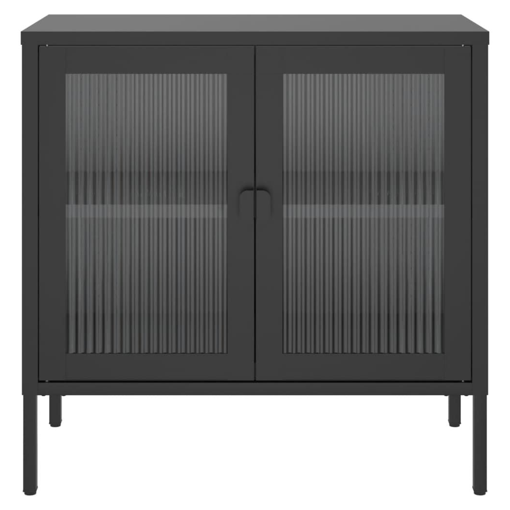 Sideboard Black 70x35x70 cm Glass and Steel S0671216379