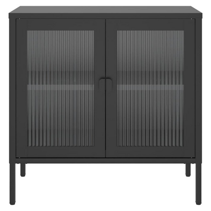 Sideboard Black 70x35x70 cm Glass and Steel S0671216379