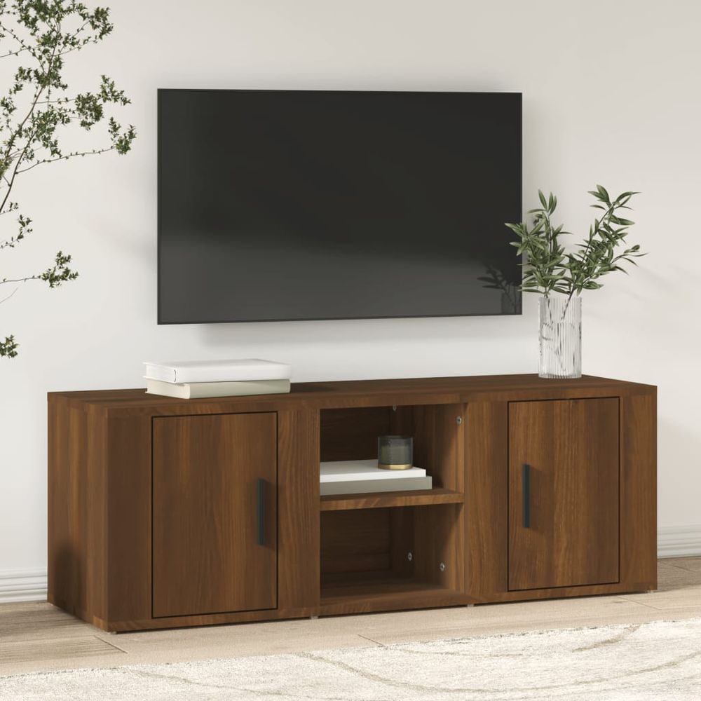 vidaXL TV Cabinet White 100x31.5x35 cm Engineered Wood V0671393600