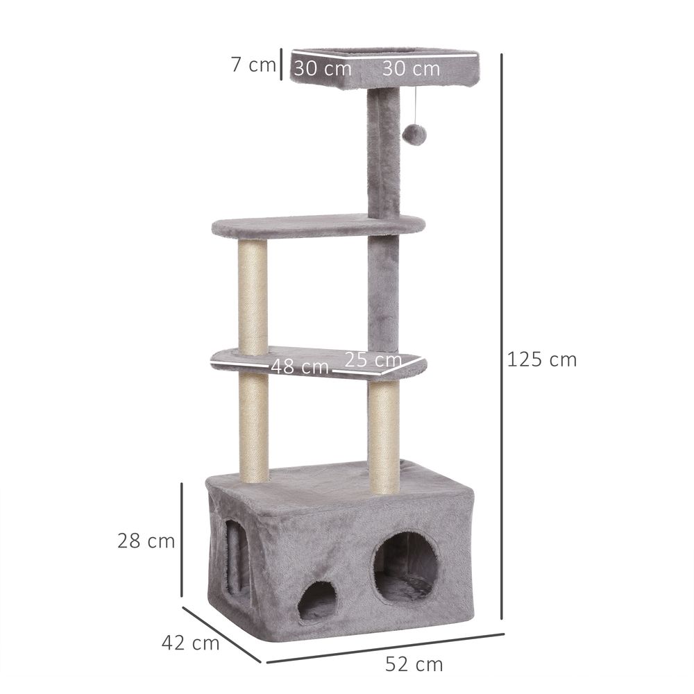 Cat Tree Kitten Tower w/ Scratching Post Condo Perches Hanging Ball Pawhut S0671081220