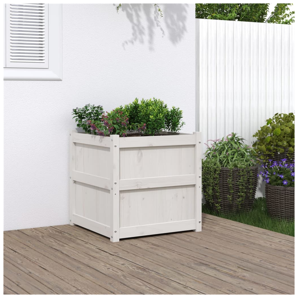 vidaXL Garden Planter White 60x60x60 cm Solid Wood Pine S0671384856