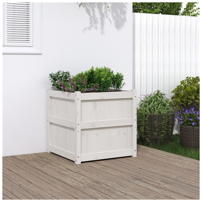 vidaXL Garden Planter White 60x60x60 cm Solid Wood Pine S0671384856