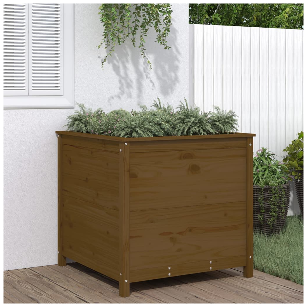 Garden Planter Honey Brown 82.5x82.5x78 cm Solid Wood Pine S0671357732