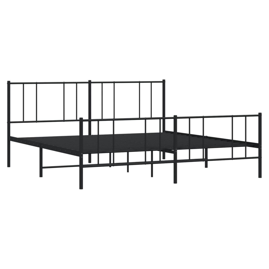 vidaXL Metal Bed Frame with Headboard and Footboard Black 200x200 cm S0671212744