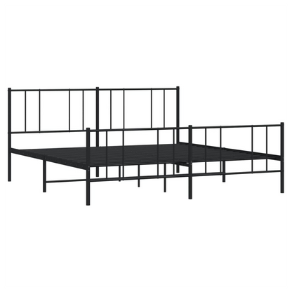 vidaXL Metal Bed Frame with Headboard and Footboard Black 200x200 cm S0671212744