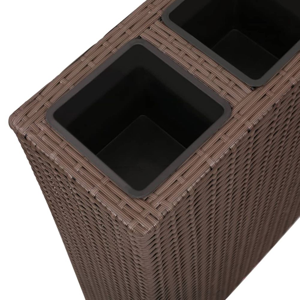 Garden Raised Bed with 4 Pots 2 pcs Poly Rattan Brown(2x41085) V069819802