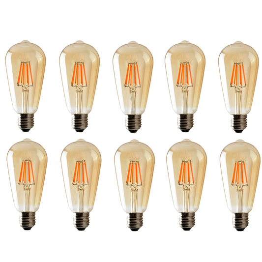 10Pack E27 LED Edison Dimmable Vintage Amber Glass Warm white 2700K Light Bulb S0671114258