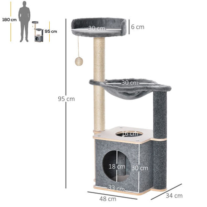 Cat Tree Tower Climbing Activity Center with Sisal Scratching Post, Pawhut S0671081226