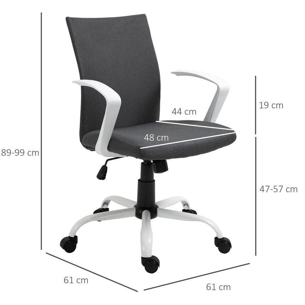 Office Chair Linen Swivel Computer Desk Chair Home Study Task Chair, Dark Grey S0671114476