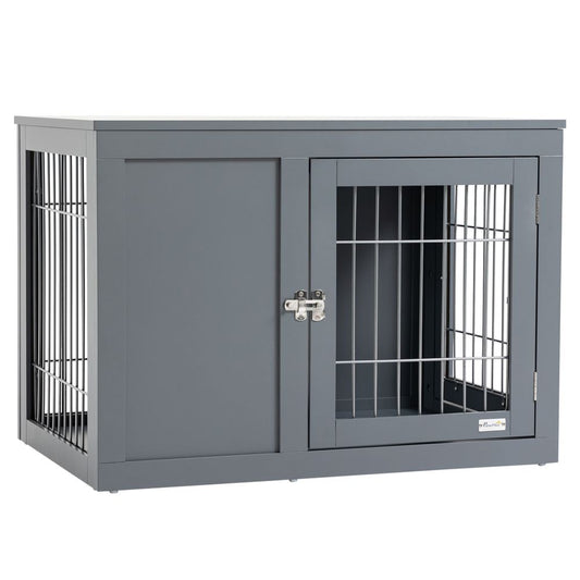 Furniture-Style Dog Crate Two Lockable Doors, for Small & Medium Dogs Pawhut S0671081091