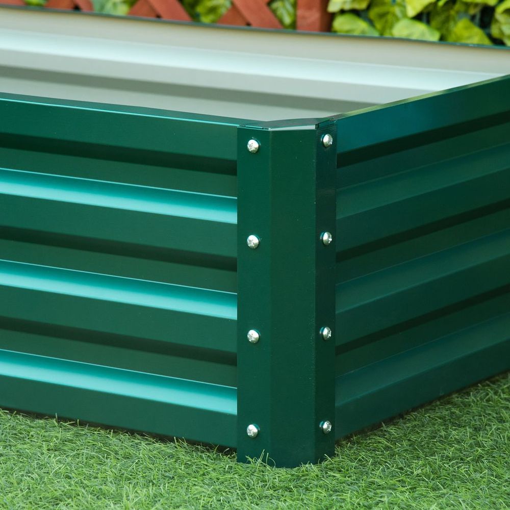 Raised Garden Bed Steel Planter Growing Box for Vegetables Flowers Green S0671114991