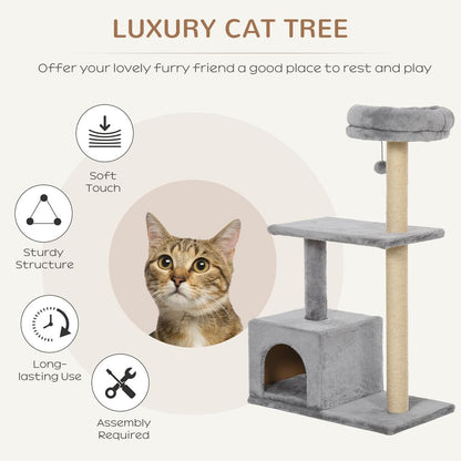 Cat Tree w/ Sisal-Covered Scratching Posts Condo Grey 60L X 33.5W X 96H cm S0671071015