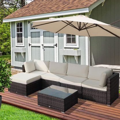 Outsunny 6 Pieces Rattan Furniture Set Garden Sofa Conservatory Wicker Brown S0671132960