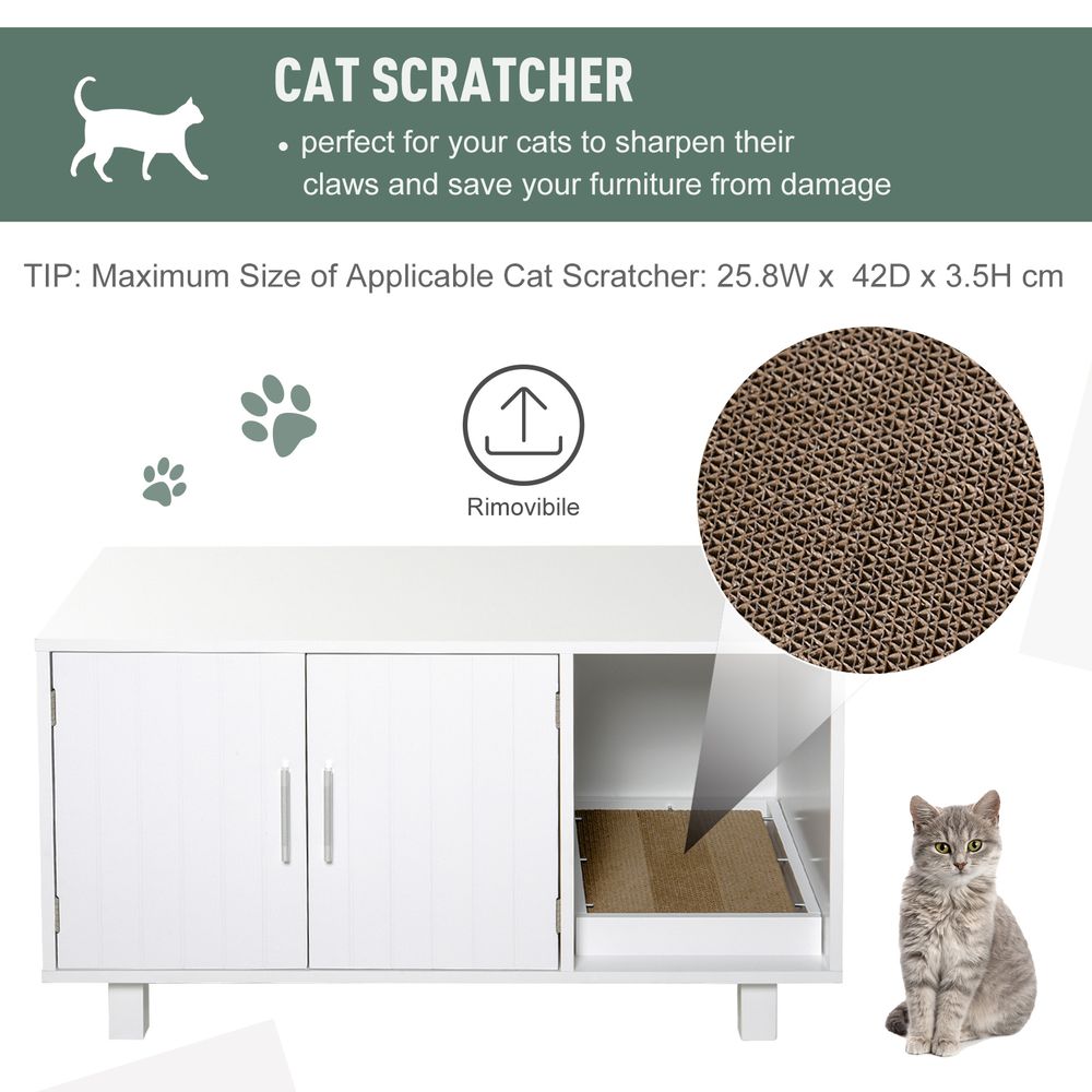 Cat Litter Box Enclosure & House w/ Nightstand/End Table Design, White Pawhut S0671081314