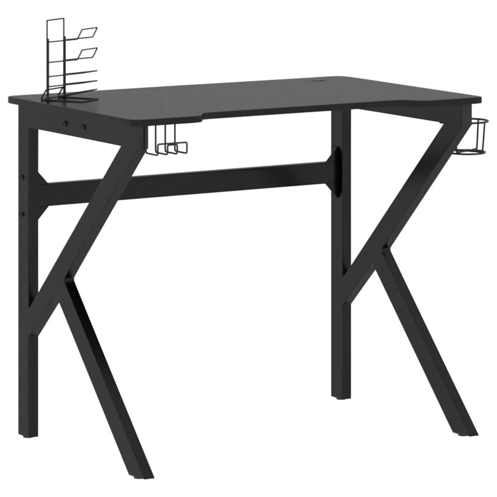 Gaming Desk with K Shape Legs Black 90x60x75 cm V0671189026