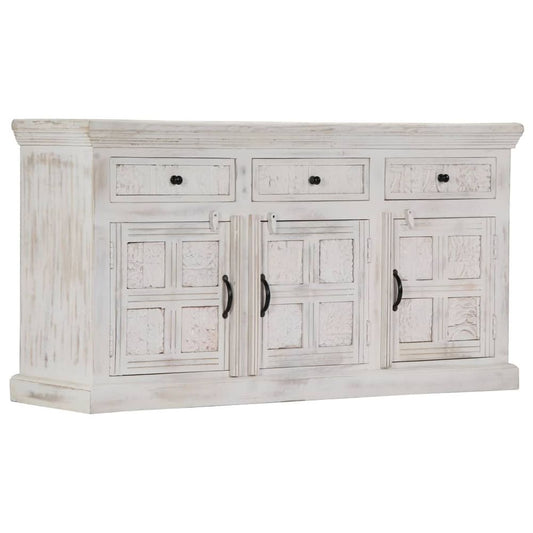 Sideboard White 140x40x74 cm Solid Mango Wood S0671174332