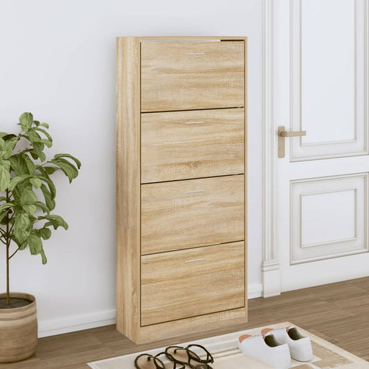 Shoe Cabinet Sonoma Oak 63x24x147 cm Engineered Wood S0671085623