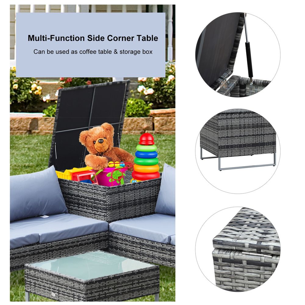 4-Piece PE Rattan Outdoor Garden Furniture Set Mixed Grey S067941886