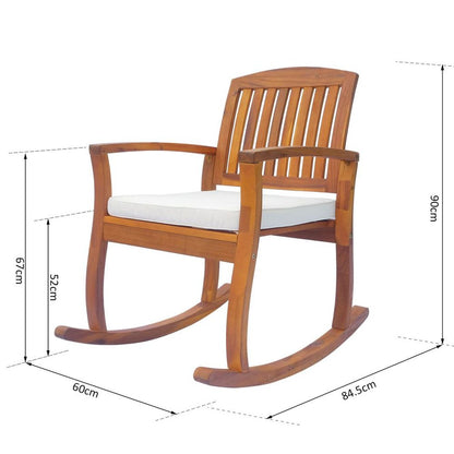 Outsunny Rocking Chair Porch Slat Cushion Acacia Hardwood Deck Indoor Outdoor S0671121910