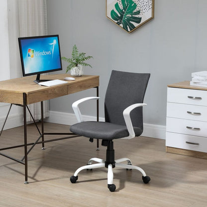 Office Chair Linen Swivel Computer Desk Chair Home Study Task Chair, Dark Grey S0671114476