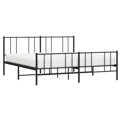 vidaXL Metal Bed Frame with Headboard and Footboard Black 200x200 cm S0671212744